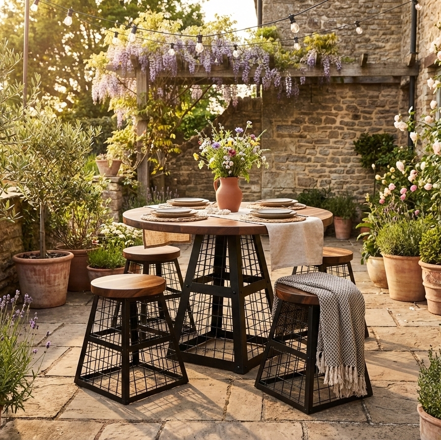 Round Top Table and Stools